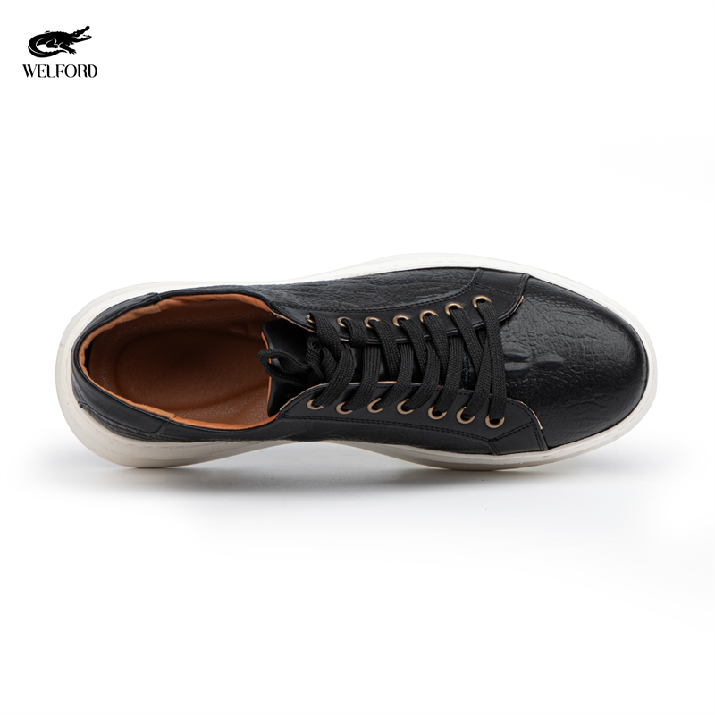 Italian Versatile Genuine Leather Crocodile Pattern Men's Sneakers
