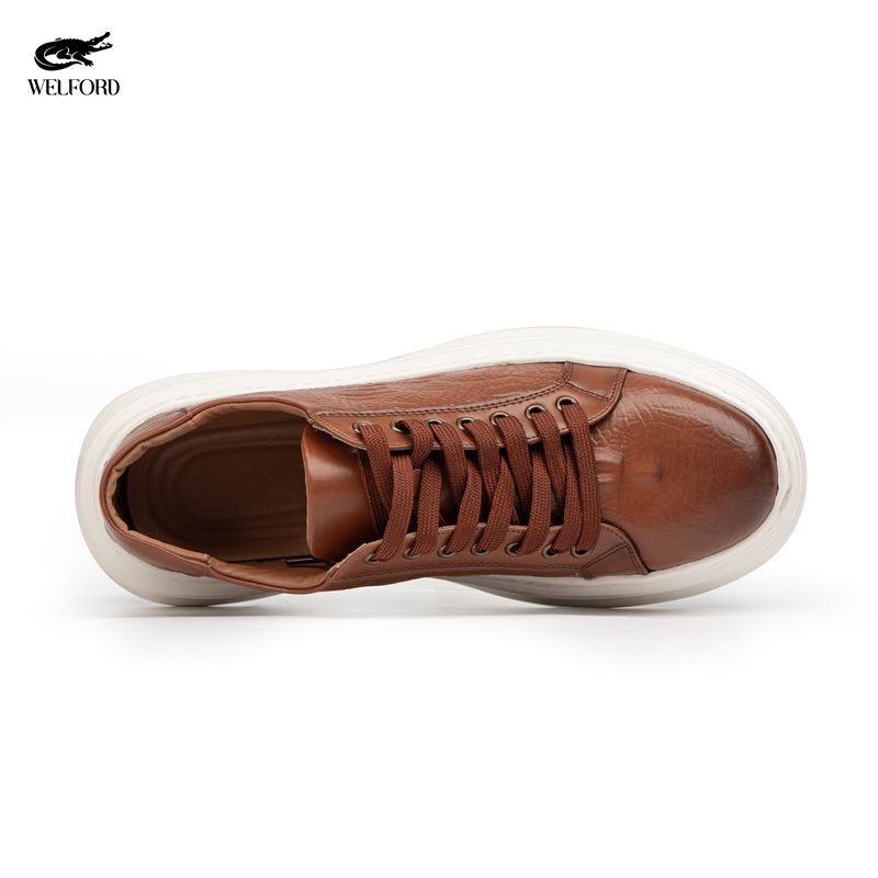 Italian Versatile Genuine Leather Crocodile Pattern Men's Sneakers