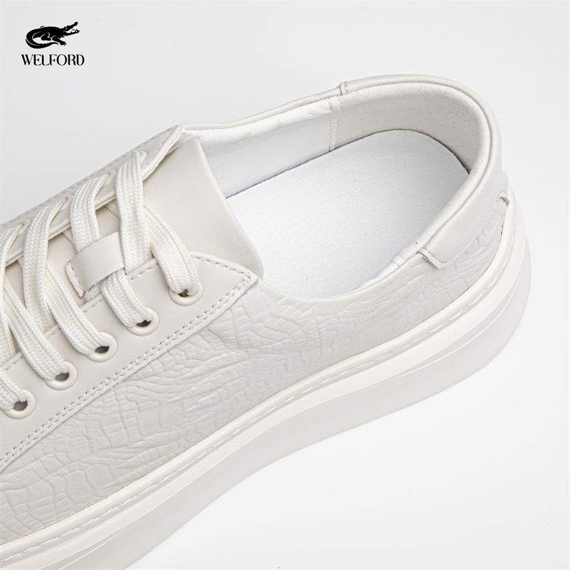Italian Versatile Genuine Leather Crocodile Pattern Men's Sneakers