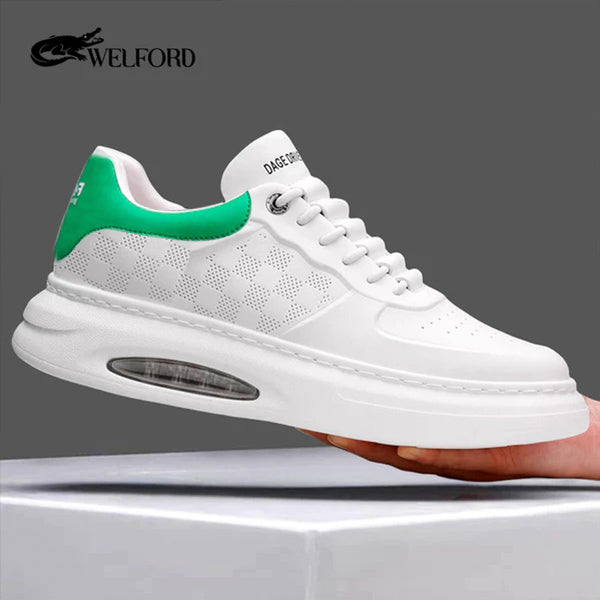 New white leather breathable men's sneakers