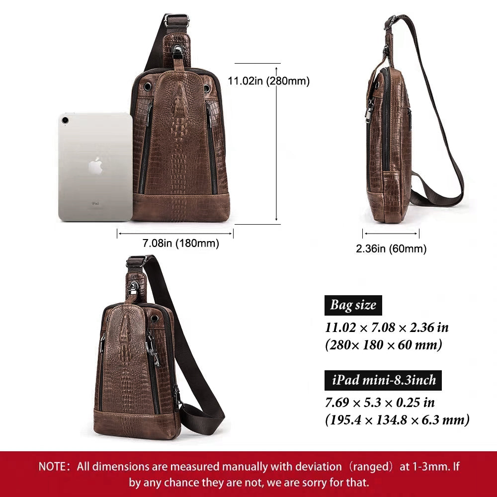 Men's vintage genuine leather shoulder crossbody bag