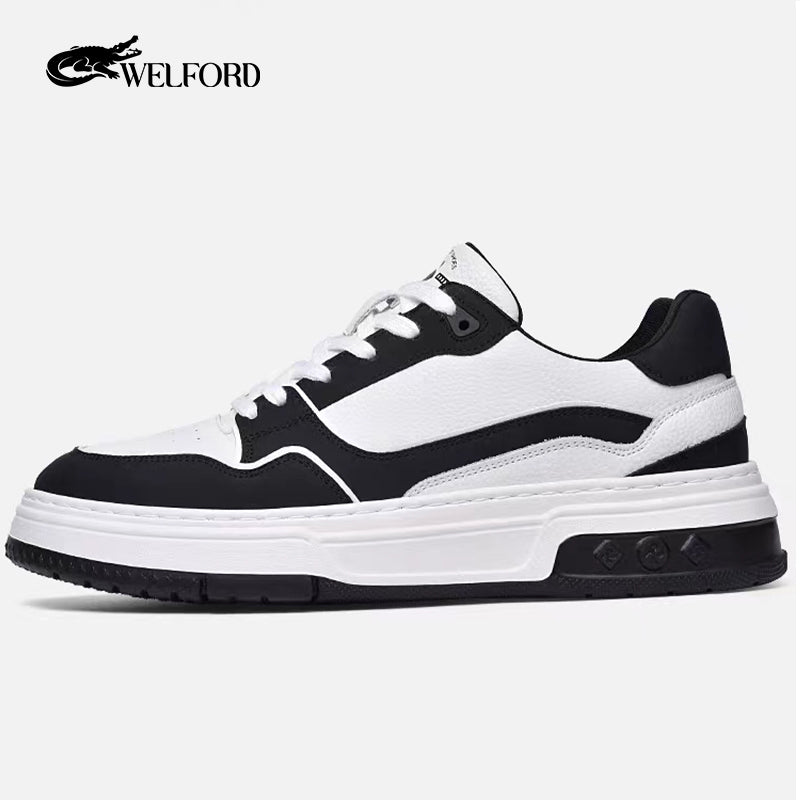 New style casual cowhide color matching shoes