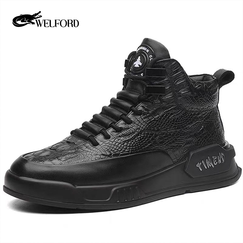 Suede leather crocodile pattern shoes