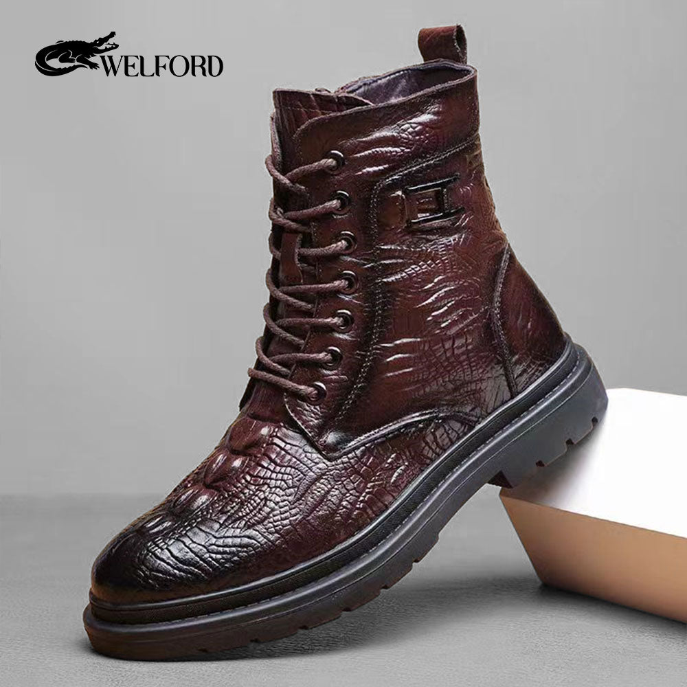 Wool Martin boots with first layer of cowhide leather