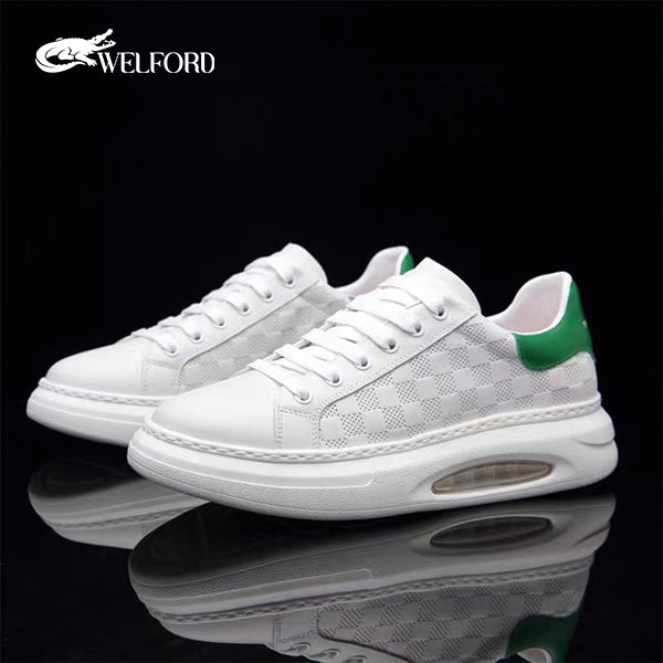 New white leather breathable men's sneakers