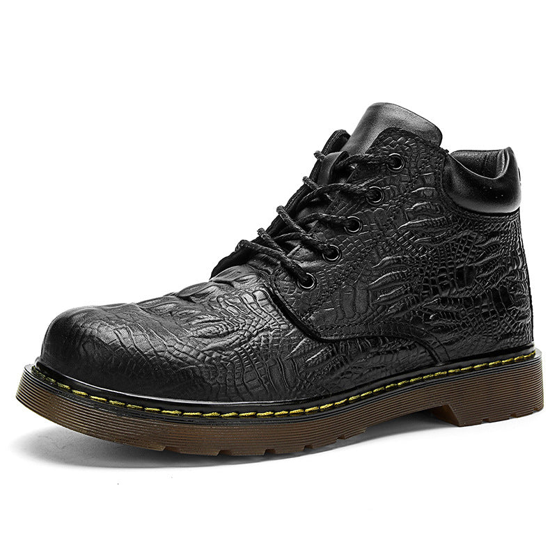 Men's crocodile pattern high top martin boots