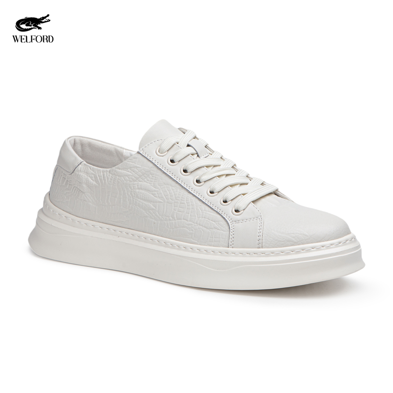 Italian Versatile Genuine Leather Crocodile Pattern Men's Sneakers