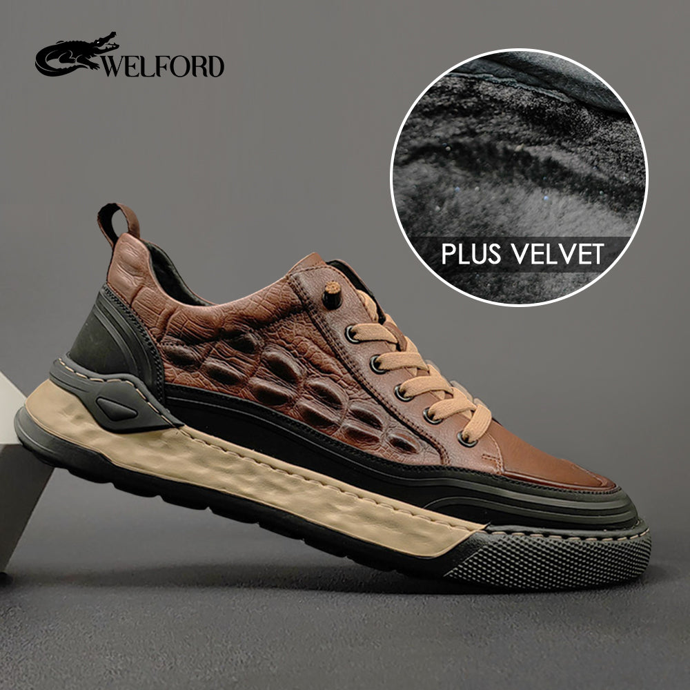 High-end crocodile pattern genuine leather casual shoes