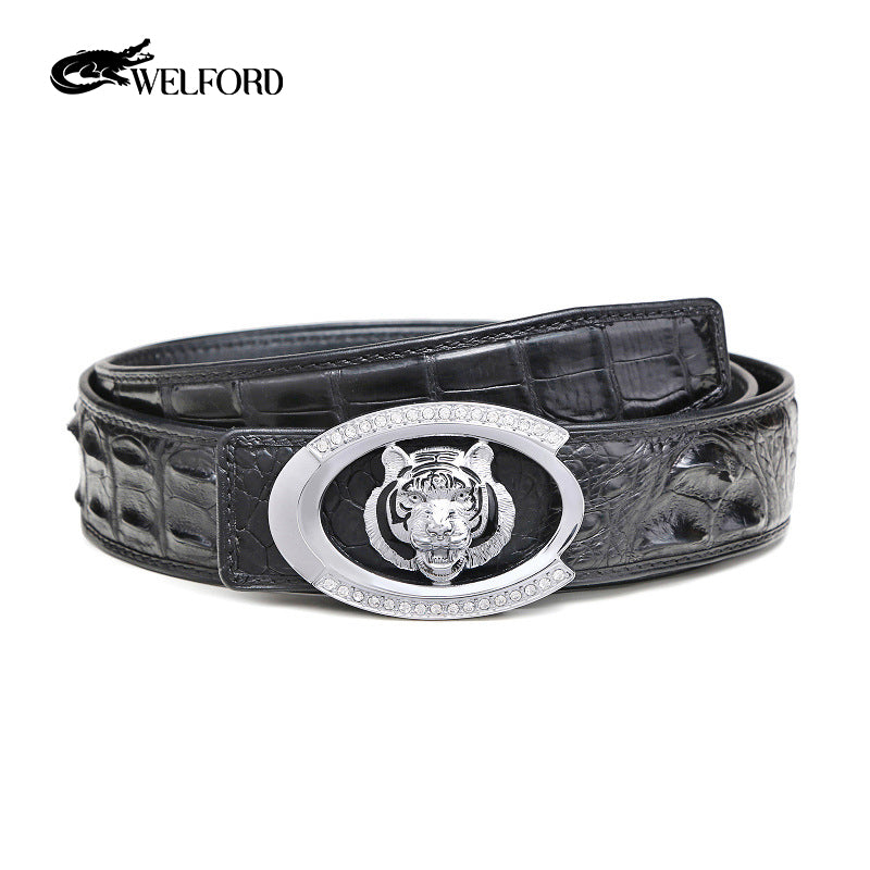 Men's tiger head crocodile leather business casual belt