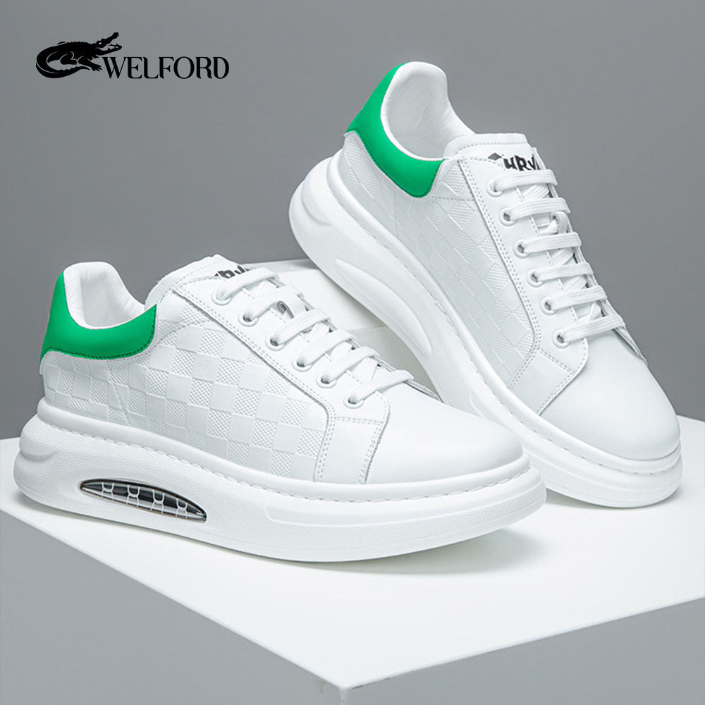 New white leather breathable men's sneakers