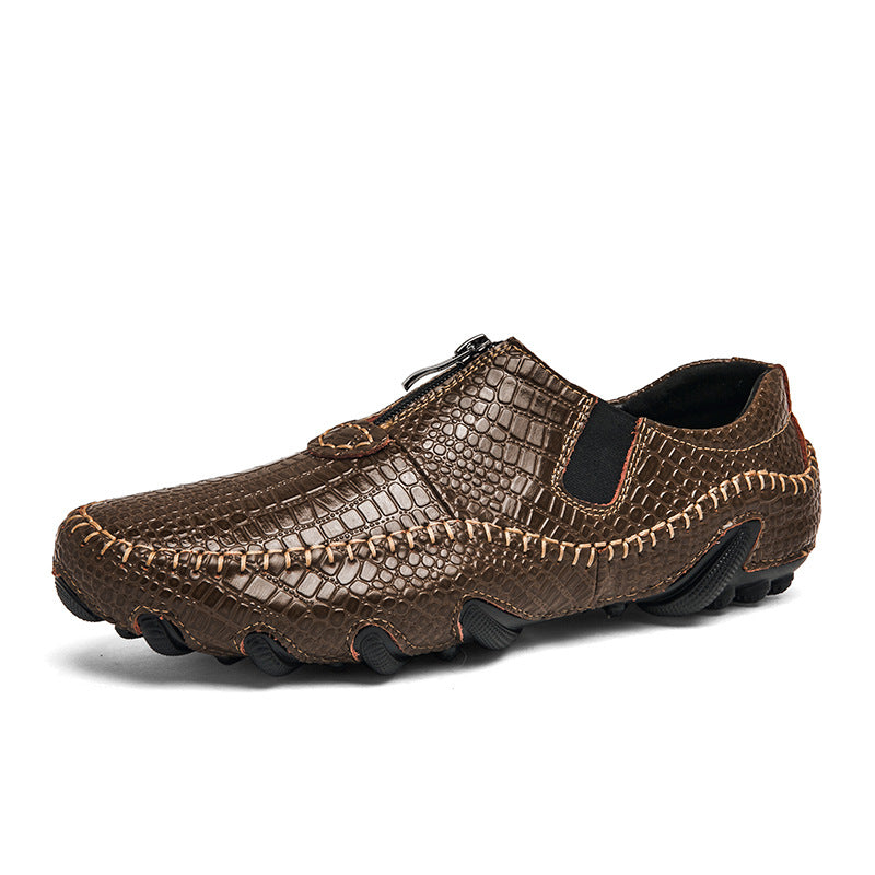 Men's retro casual shoes crocodile pattern leather shoes
