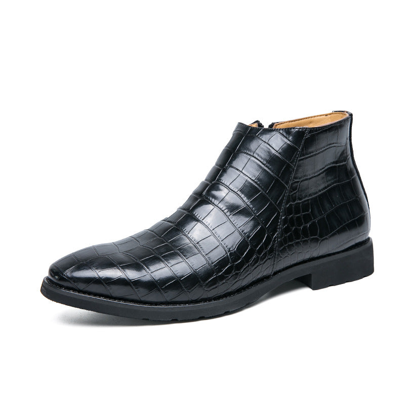 New men's crocodile print business boots
