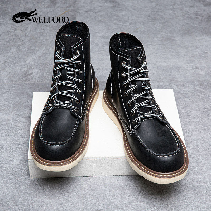 Men's retro Martin boots plus fleece work boots