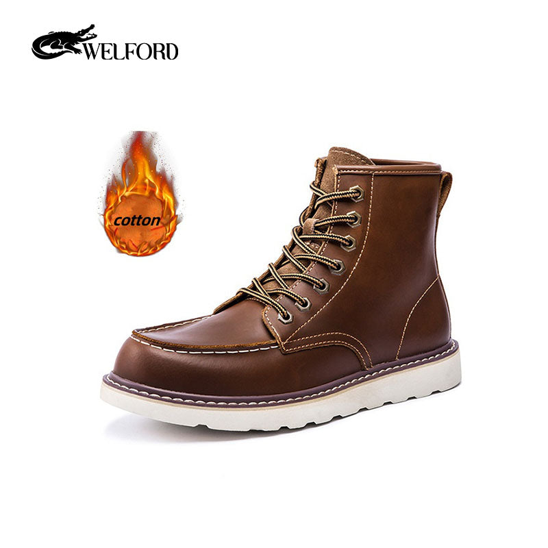 Men's retro Martin boots plus fleece work boots