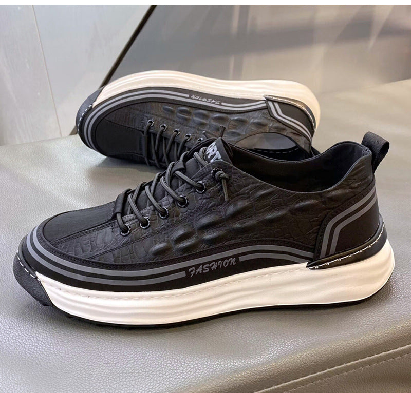 Men's Crocodile Pattern Soft Thick Sole Sports Casual Sneakers