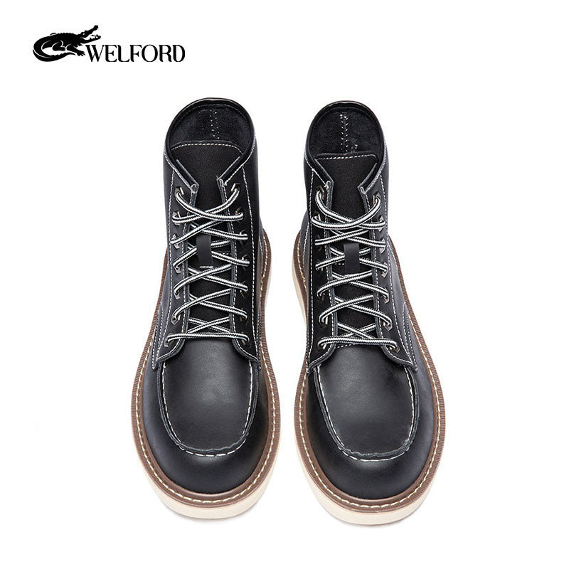 Men's retro Martin boots plus fleece work boots