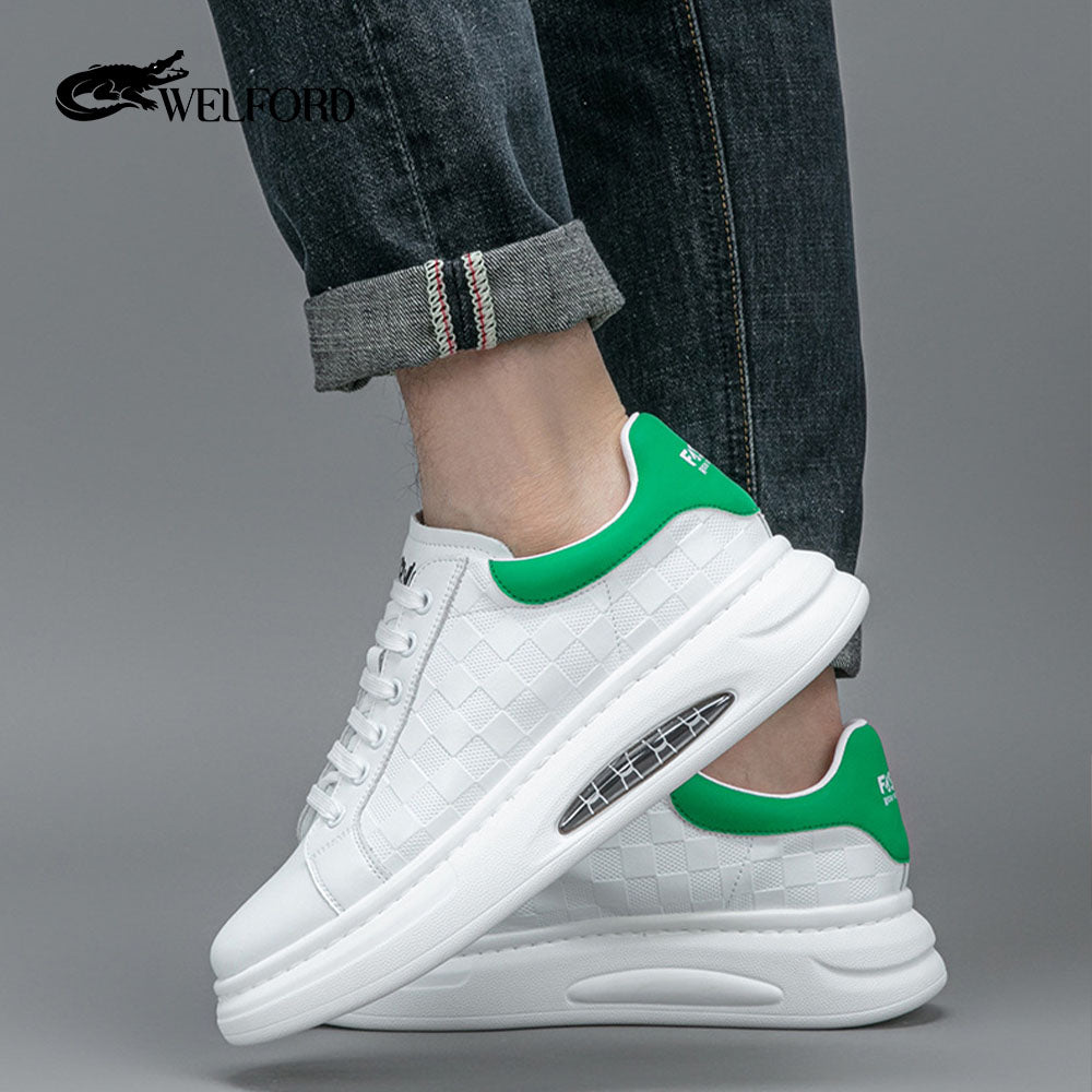 New white leather breathable men's sneakers