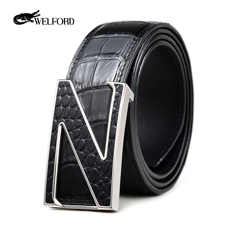 New crocodile leather men's belt business belt