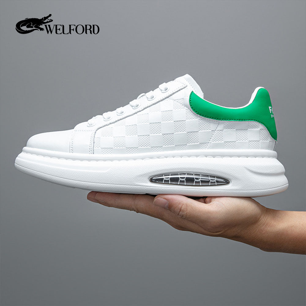 New white leather breathable men's sneakers