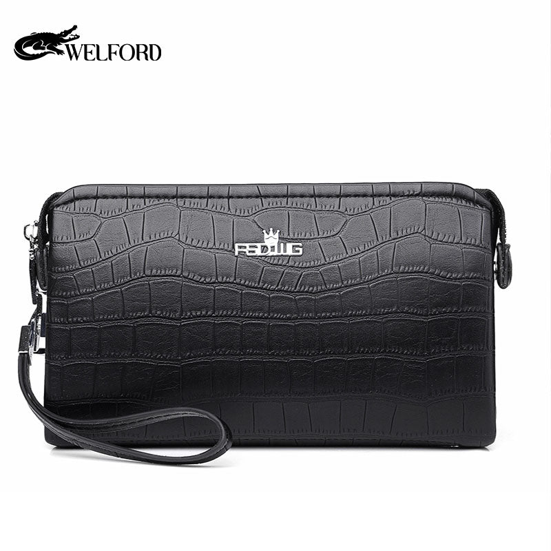Men's business handbag with crocodile pattern large capacity