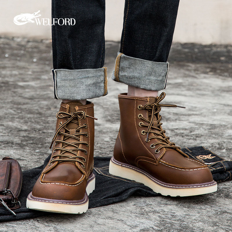 Men's retro Martin boots plus fleece work boots