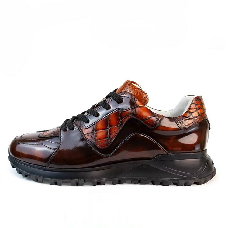 Handcrafted Crocodile Leather Casual Sneakers(Real crocodile skin)