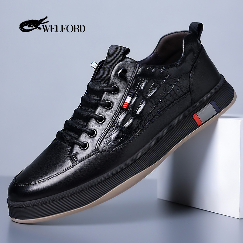 Italian Handmade Crocodile Pattern Leather Sneakers