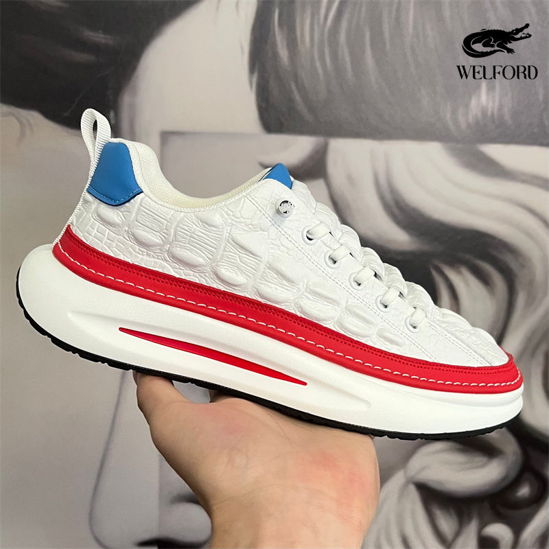Italian Handmade Crocodile Pattern Casual Sneakers