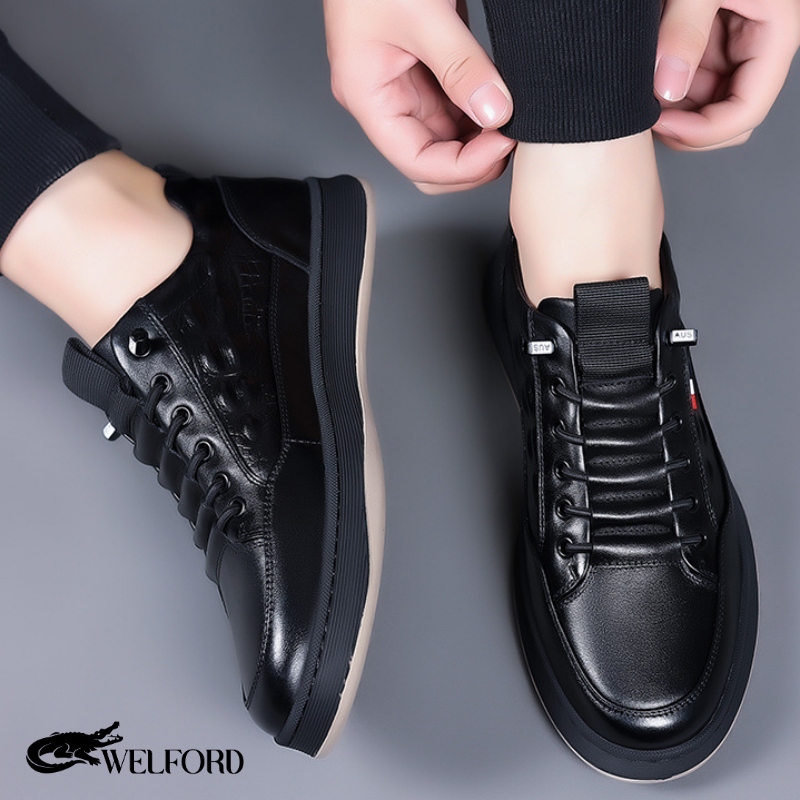 Italian Handmade Crocodile Pattern Leather Sneakers
