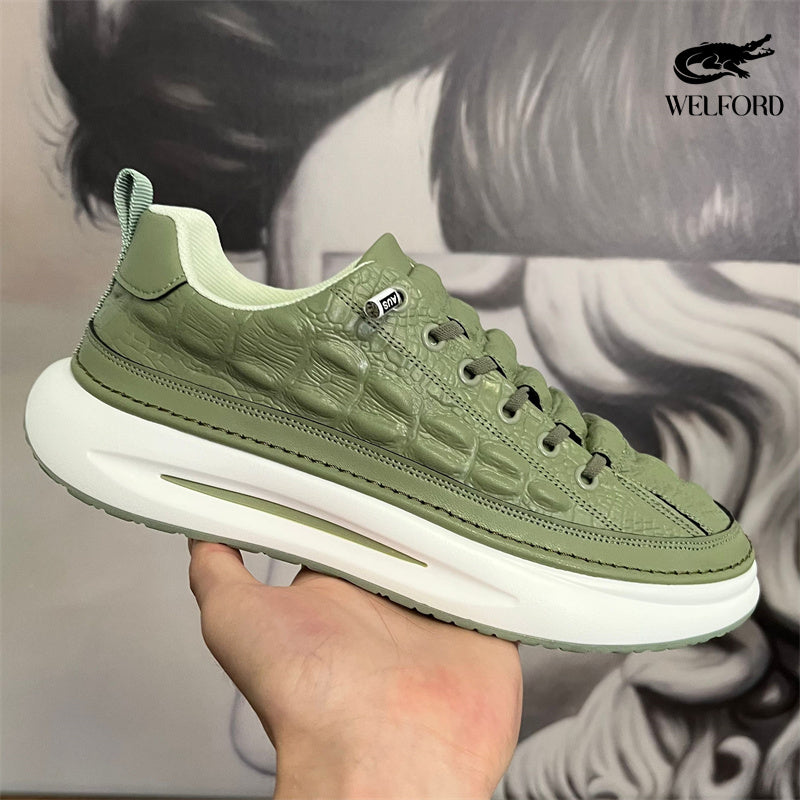 Italian Handmade Crocodile Pattern Casual Sneakers