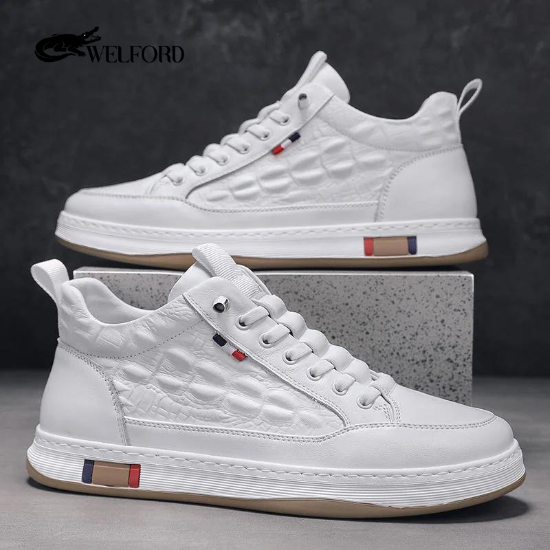 Italian Handmade Crocodile Pattern Leather Sneakers