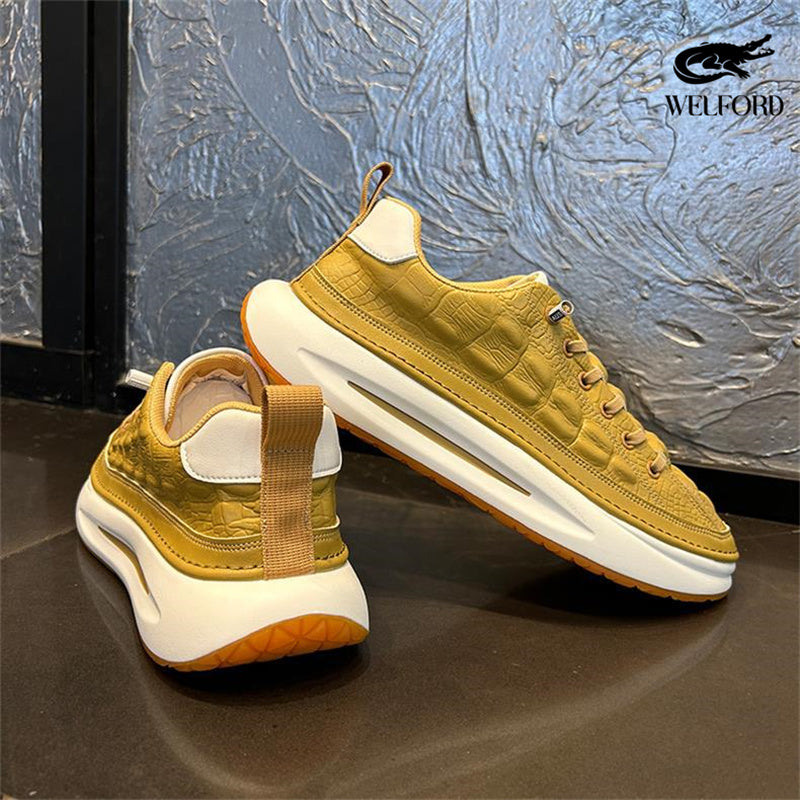 Italian Handmade Crocodile Pattern Casual Sneakers