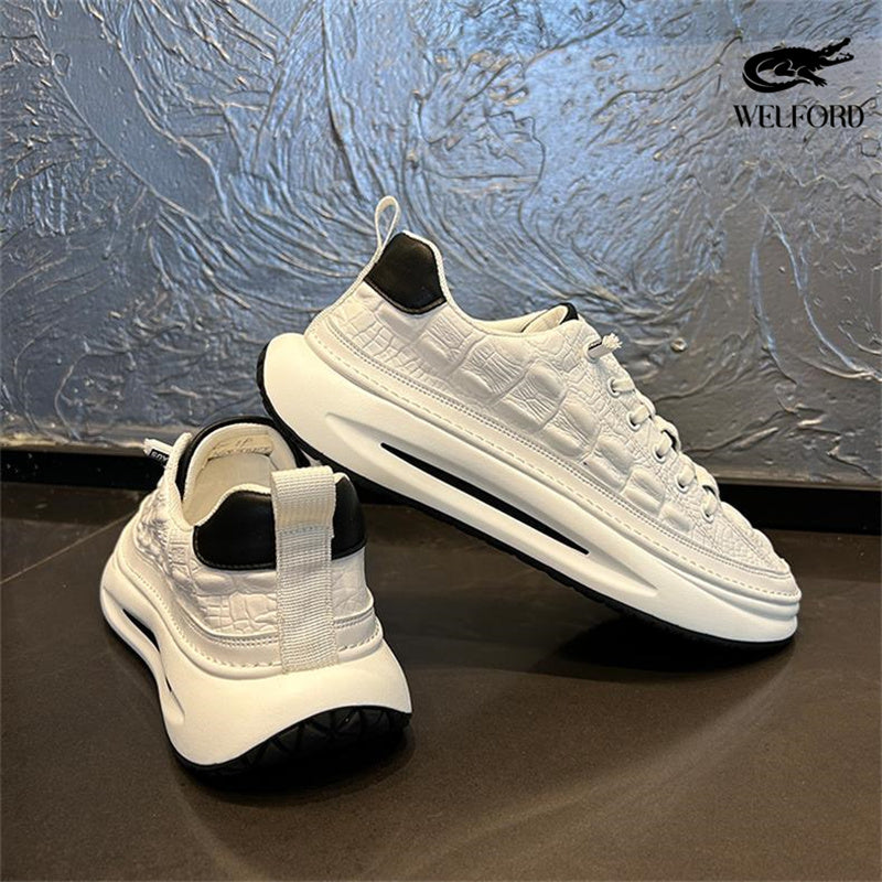 Italian Handmade Crocodile Pattern Casual Sneakers