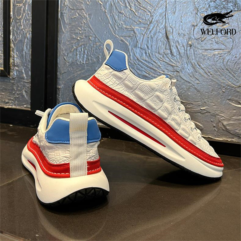 Italian Handmade Crocodile Pattern Casual Sneakers