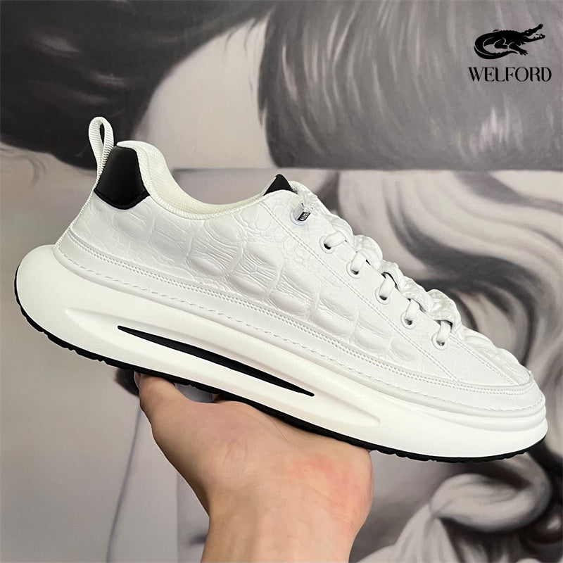 Italian Handmade Crocodile Pattern Casual Sneakers