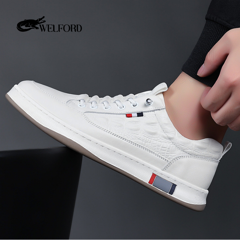 Italian Handmade Crocodile Pattern Leather Sneakers