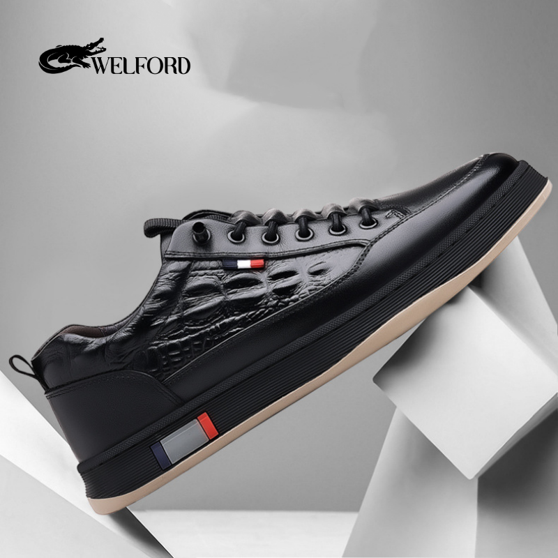 Italian Handmade Crocodile Pattern Leather Sneakers