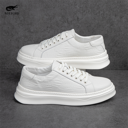 Italian Versatile Genuine Leather Crocodile Pattern Men's Sneakers
