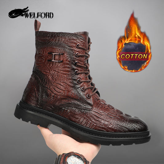 Wool Martin boots with first layer of cowhide leather