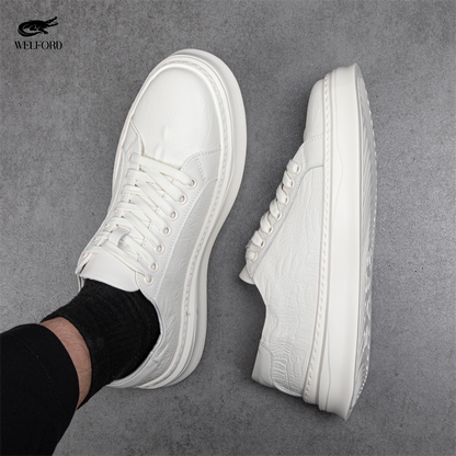 Italian Versatile Genuine Leather Crocodile Pattern Men's Sneakers