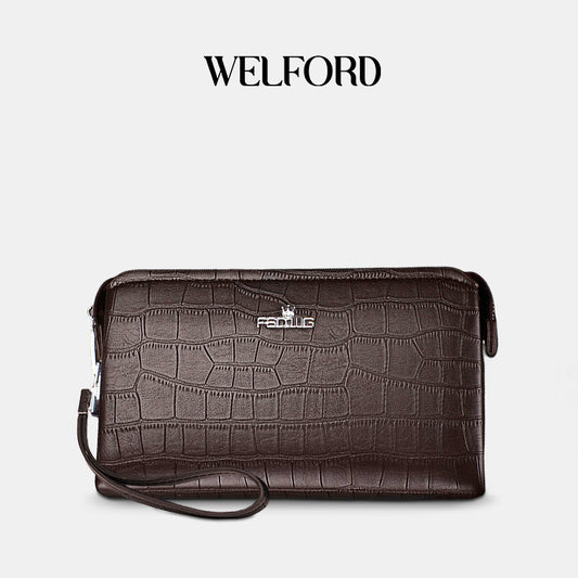 Men's business handbag with crocodile pattern large capacity