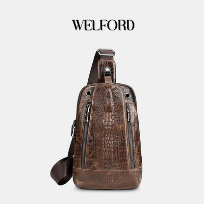 Men's vintage genuine leather shoulder crossbody bag