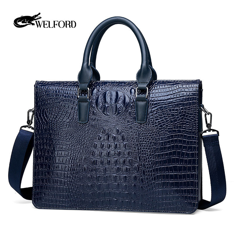 Men's crocodile pattern laptop bag briefcase