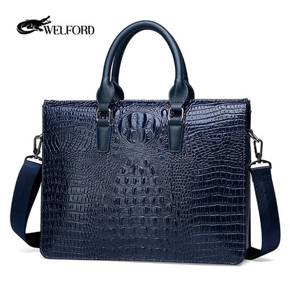 Men's crocodile pattern laptop bag briefcase