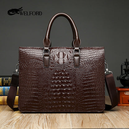 Men's crocodile pattern laptop bag briefcase