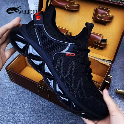 Breathable mesh soft sole fly knit casual mesh shoes