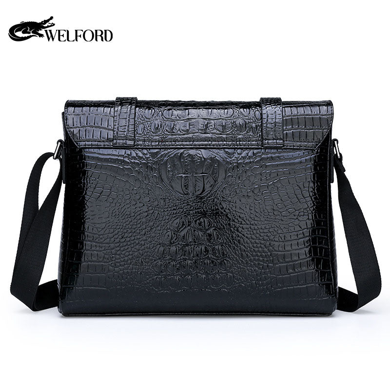Horizontal Crocodile Pattern Men's Bag One Shoulder Briefcase