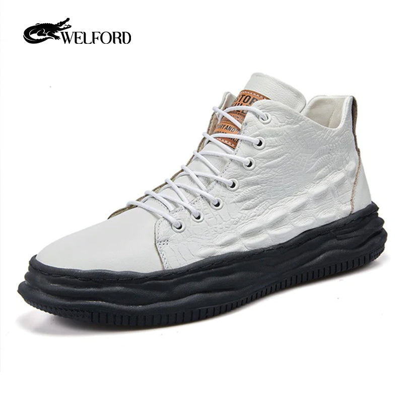 Men's crocodile pattern high-top shoes