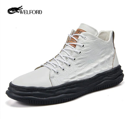 Men's crocodile pattern high-top shoes