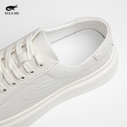 Italian Versatile Genuine Leather Crocodile Pattern Men's Sneakers